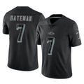 B.Ravens #7 Rashod Bateman Player Black REFLECTIVE Limited Ldoa Stitched Jerseys