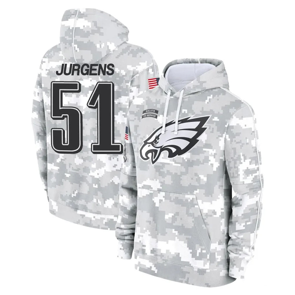 P.Eagles #51 Cam Jurgens Player Arctic Camo Salute to Service Pullover Hoodies Limited Game Ldoa Stitched Jerseys