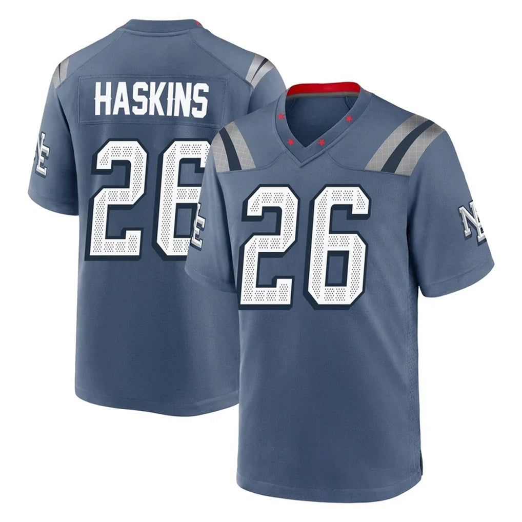 NE.Patriots #26 Hassan Haskins Player Blue Rivalries Collection Home Game Ldoa Stitched Jerseys