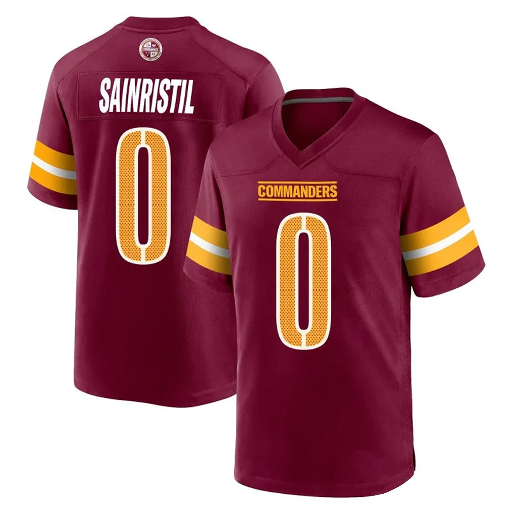 W.Commanders #0 Mike Sainristil Player Burgundy Home Game Ldoa Stitched Jerseys