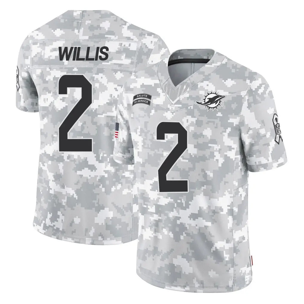M.Dolphins #2 Malik Willis Player Arctic Camo Salute To Service Limited Game Ldoa Stitched Jerseys