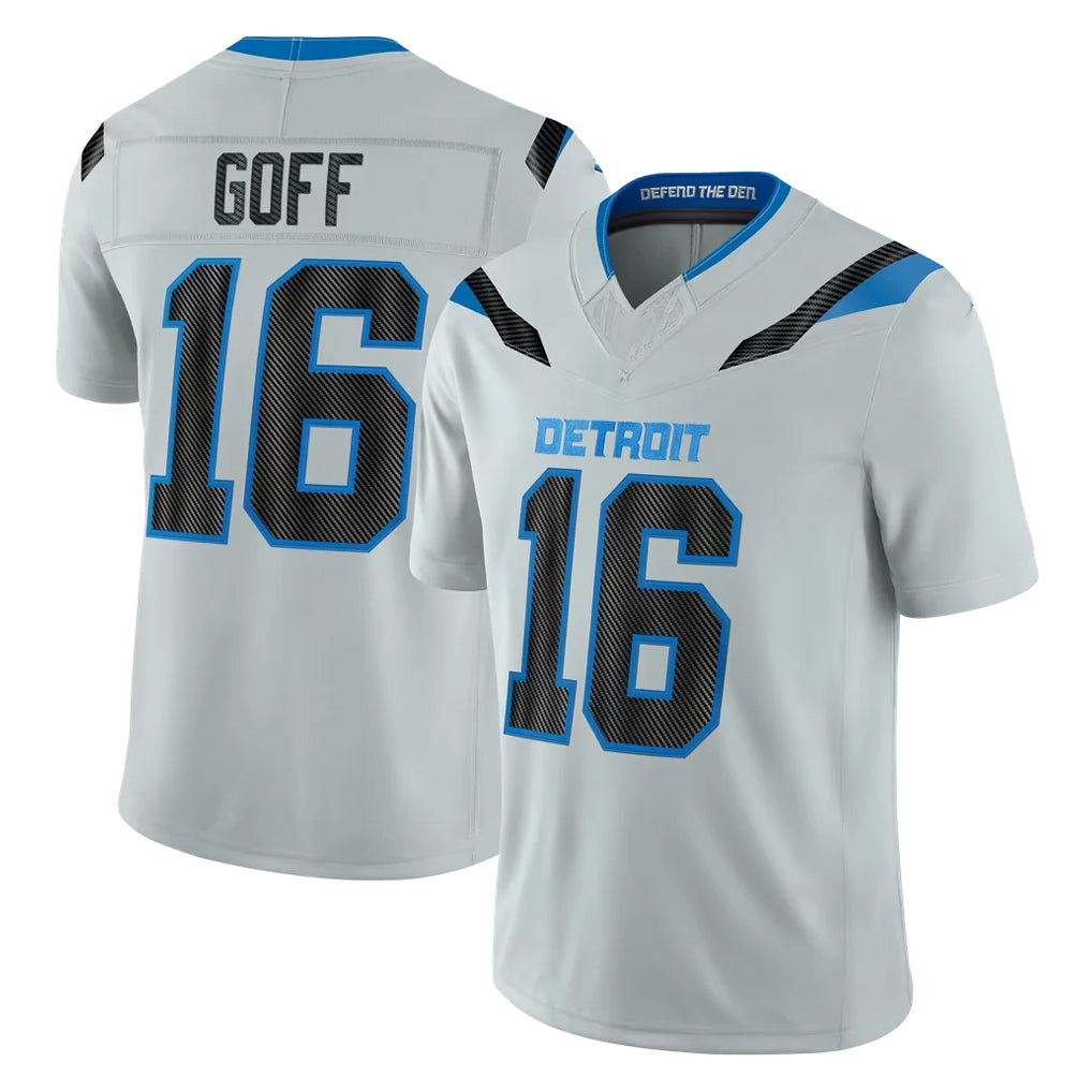 D.Lions #16 Jared Goff Player Silver Limited 2026 Rivalries Collection Home Game Ldoa Stitched Jerseys