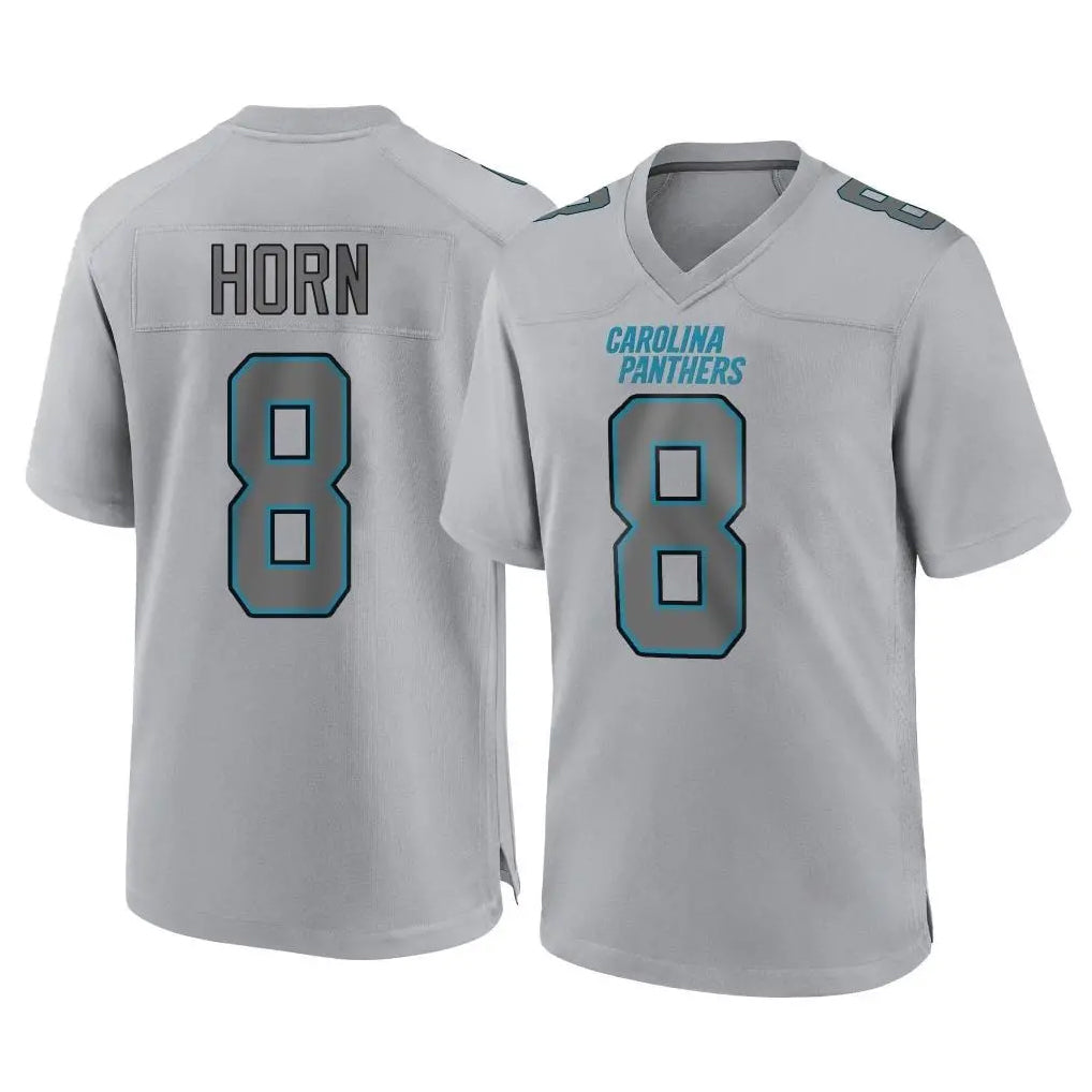 C.Panthers #8 Jaycee Horn Player Gray Atmosphere Fashion Game Ldoa Stitched Jerseys