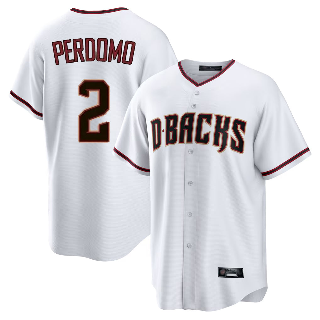 A.Diamondbacks #2 Geraldo Perdomo Player White Home Game Ldoa Stitched Jerseys