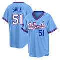 A.Braves #51 Chris Sale Player Powder Blue 2026 City Connect T-shirt Home Game Ldoa Stitched Jerseys