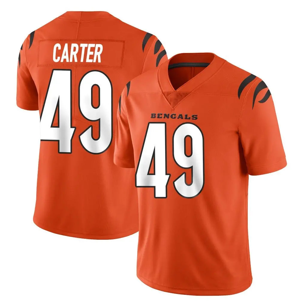 C.Bengals #49 Barrett Carter Player Orange Vapor Untouchable Limited Home Game Ldoa Stitched Jerseys