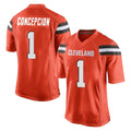 C.Browns #1 KC Concepcion Player Orange Home Game Ldoa Stitched Jerseys