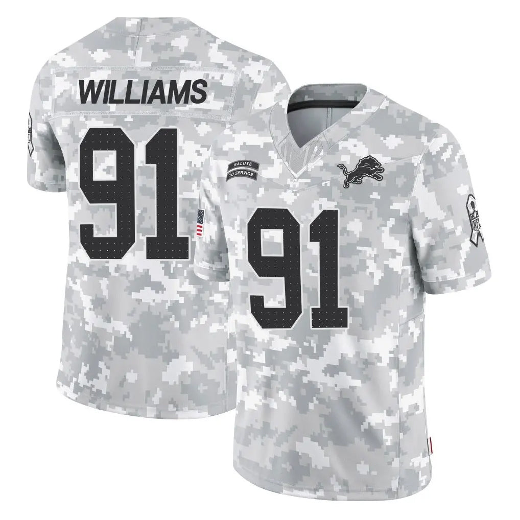 D.Lions #91 Tyleik Williams Player Arctic Camo Salute To Service Limited Ldoa Stitched Jerseys
