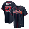 A.Braves #27 Austin Riley Player Navy Home Game Ldoa Stitched Jerseys