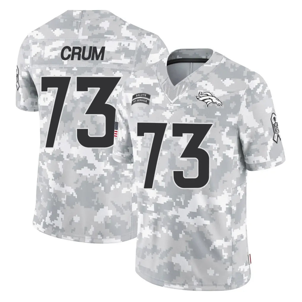 D.Broncos #73 Frank Crum Player Arctic Camo Salute To Service Limited Ldoa Stitched Jerseys