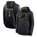 D.Lions #1 Jameson Williams Player Black Salute to Service Hoodies Limited Game Ldoa Stitched Jerseys