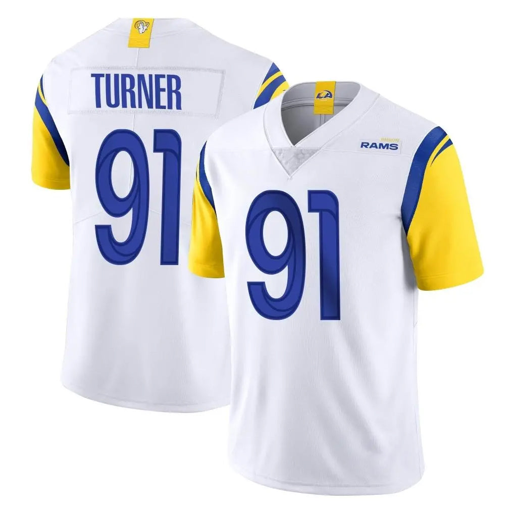 LA.Rams #91 Kobie Turner Player White Limited Vapor Untouchable Home Game Ldoa Stitched Jerseys