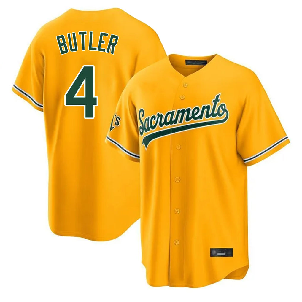 Athletics #4 Lawrence Butler Player Gold Home Game Ldoa Stitched Jerseys