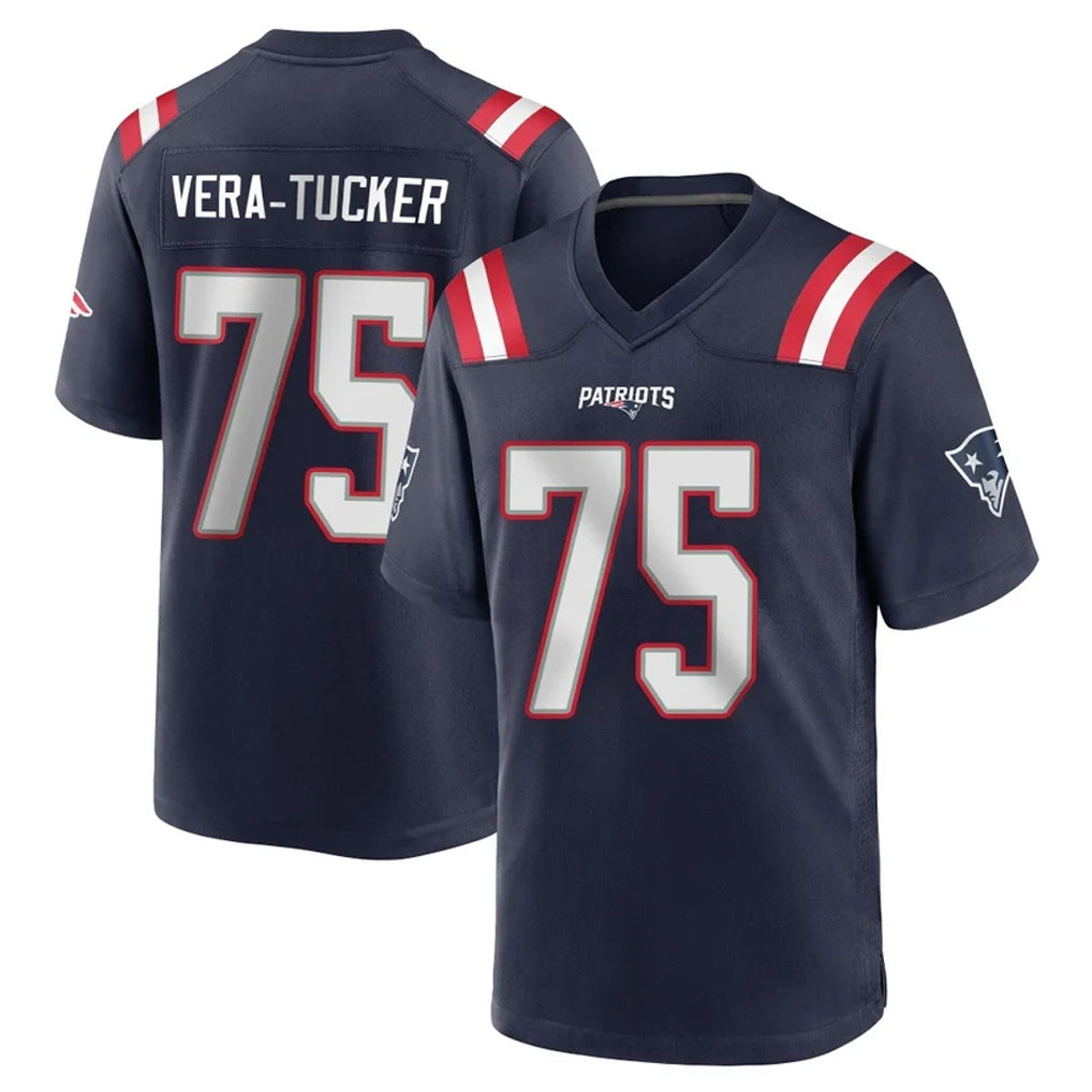 NE.Patriots #75 Alijah Vera-Tucker Player Navy Home Game Ldoa Stitched Jerseys