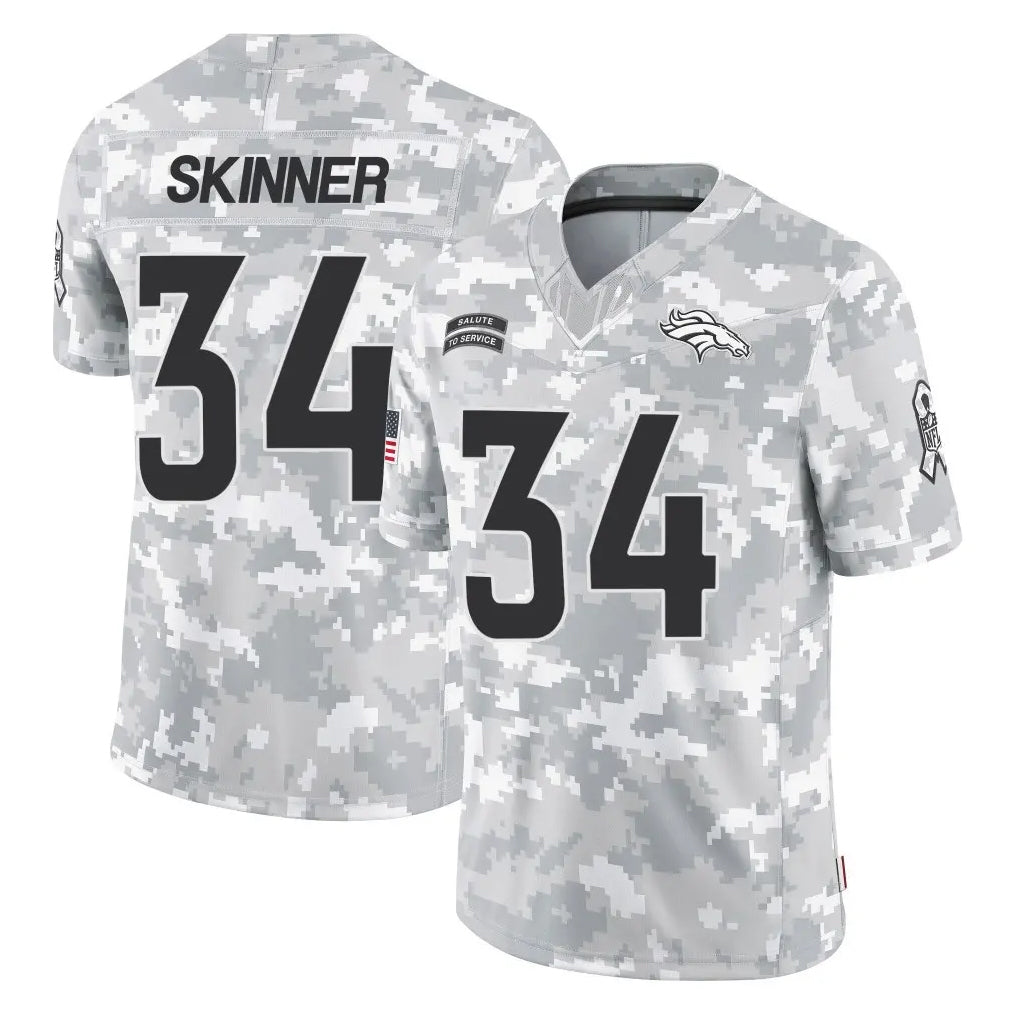 D.Broncos #34 JL Skinner Player Arctic Camo Salute To Service Limited Ldoa Stitched Jerseys