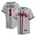 A.Braves #1 Ozzie Albies Player Gray Home Game Ldoa Stitched Jerseys