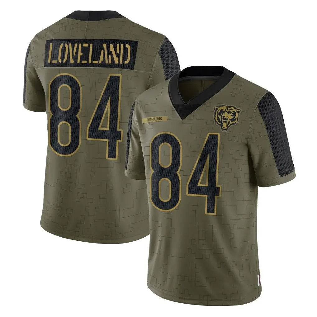C.Bears #84 Colston Loveland Player Olive Salute to Service Limited Ldoa Stitched Jerseys