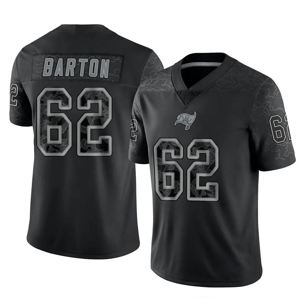 TB.Buccaneers #62 Graham Barton Player Black Reflective Limited Home Game Ldoa Stitched Jerseys