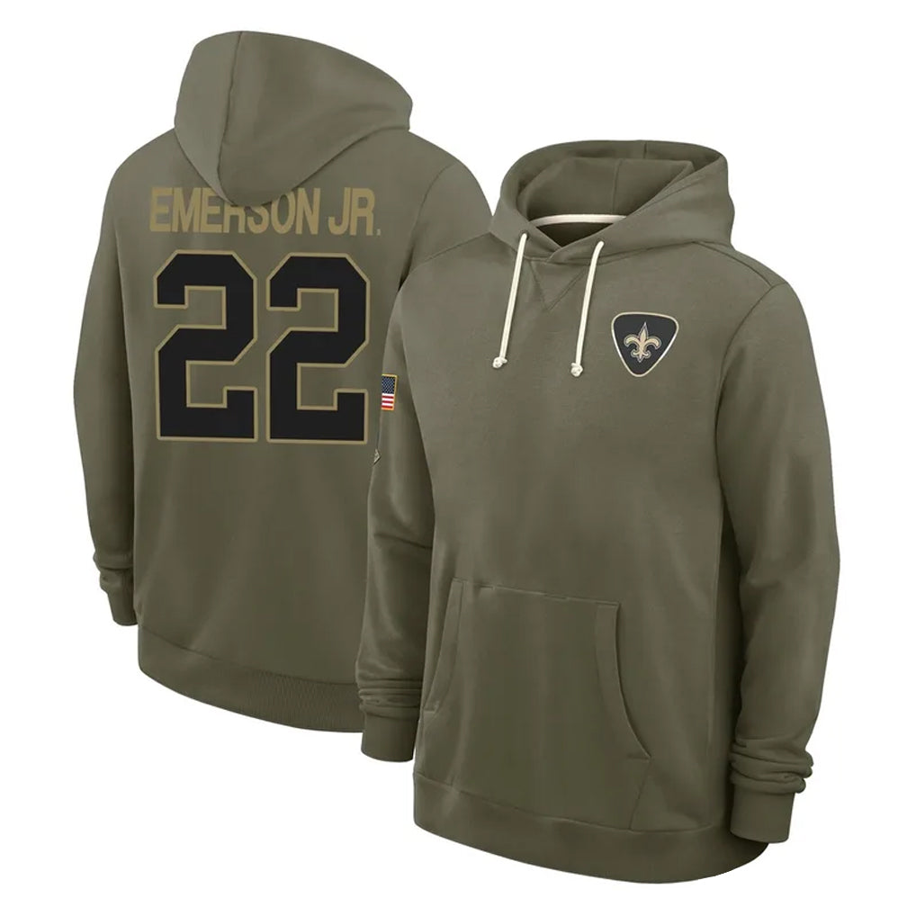 NO.Saints #22 Martin Emerson Jr. Player Olive Salute to Service Pullover Hoodies Limited Ldoa Stitched Jerseys