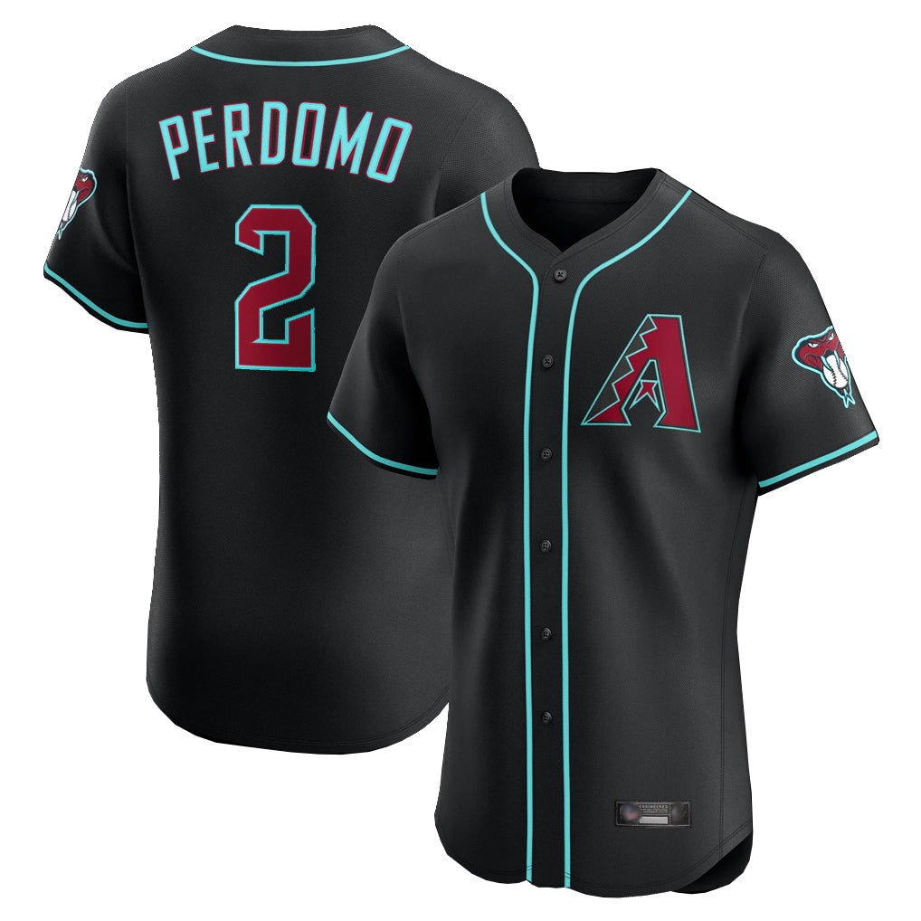 A.Diamondbacks #2 Geraldo Perdomo Player Black Limited Elite Home Game Ldoa Stitched Jerseys