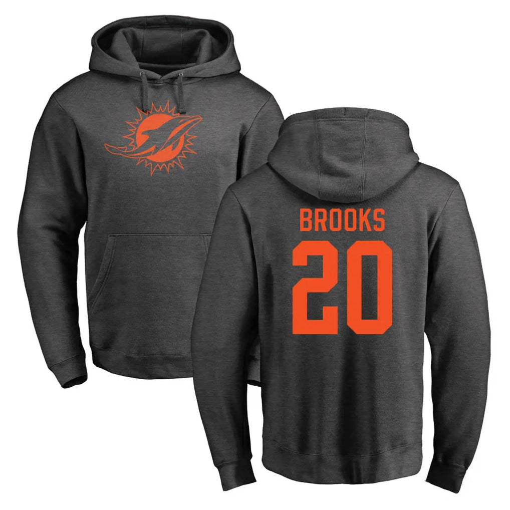 M.Dolphins #20 Jordyn Brooks Player Darkgray Pullover Hoodies Limited Ldoa Stitched Jerseys