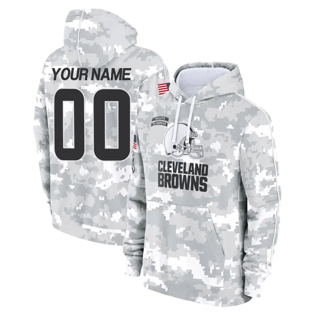 Custom C.Browns Arctic Camo Salute to Service Hoodies Limited Any Name & Numbers Ldoa Stitched Jerseys