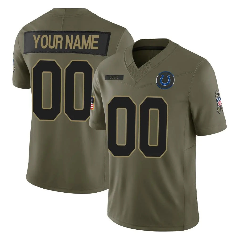 Custom IN.Colts Olive 2025 Salute To Service Limited Game Any Name & Numbers Ldoa Stitched Jerseys