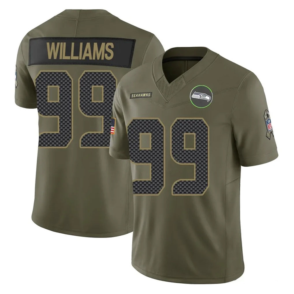 S.Seahawks #99 Leonard Williams Player Olive 2025 Salute To Service Limited Home Game Ldoa Stitched Jerseys