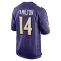 B.Ravens #14 Kyle Hamilton Player Purple Alternate Game Home Ldoa Stitched Jerseys