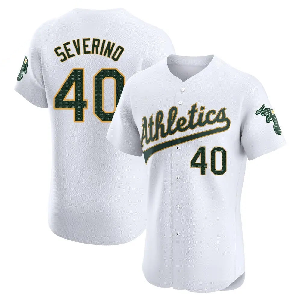 Athletics #40 Luis Severino Player White Limited Elite Home Game Ldoa Stitched Jerseys