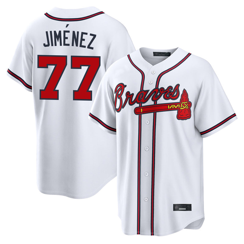 A.Braves #77 Joe Jimenez Player White Home Game Ldoa Stitched Jerseys