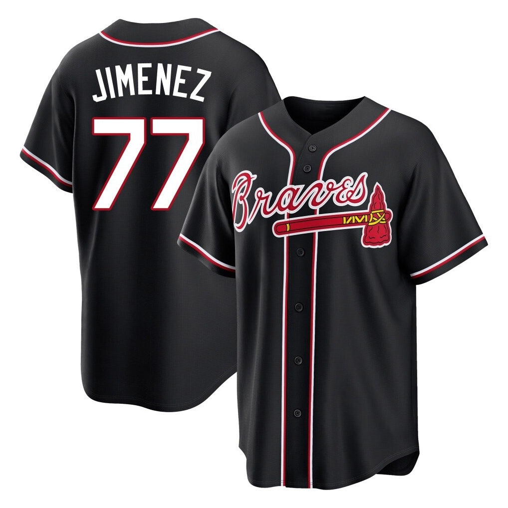 A.Braves #77 Joe Jimenez Player Black Fashion Out Game Ldoa Stitched Jerseys