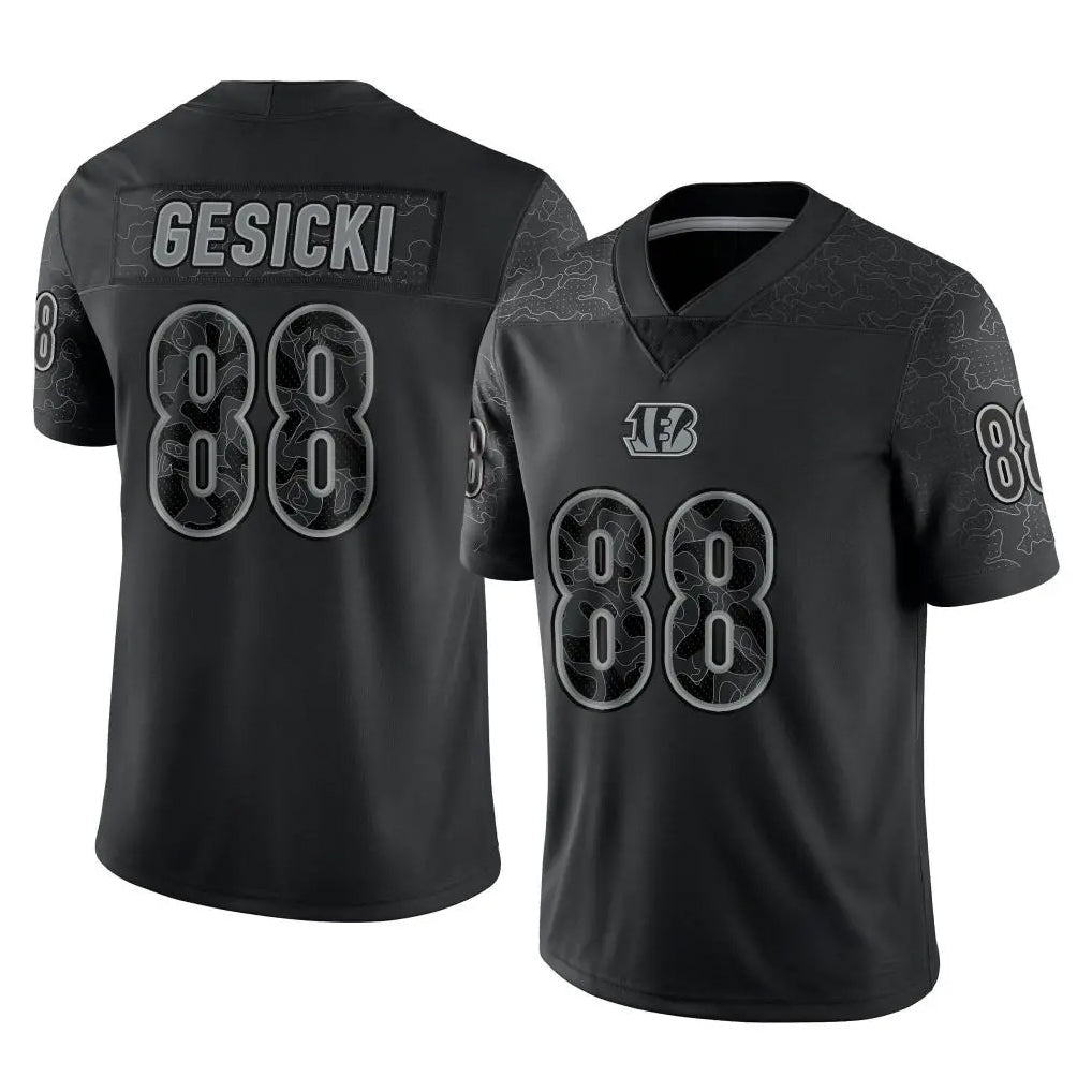 C.Bengals #88 Mike Gesicki Player Black Reflective Limited Game Ldoa Stitched Jerseys