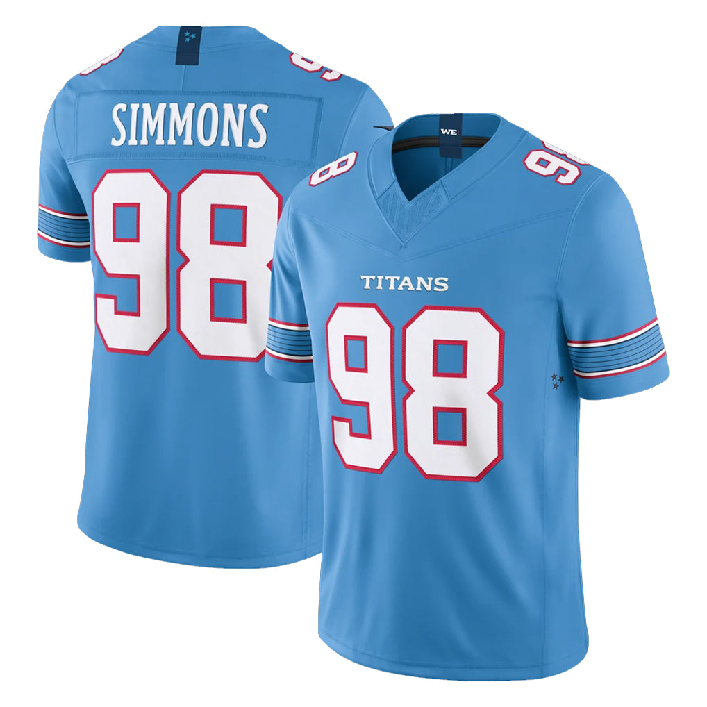 T.Titans #98 Jeffery Simmons Player Light Blue Team Vapor F.U.S.E. Limited Home Game Ldoa Stitched Jerseys