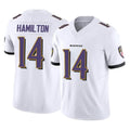 B.Ravens #14 Kyle Hamilton Player White Vapor F.U.S.E. Limited Elite Home Game Ldoa Stitched Jerseys
