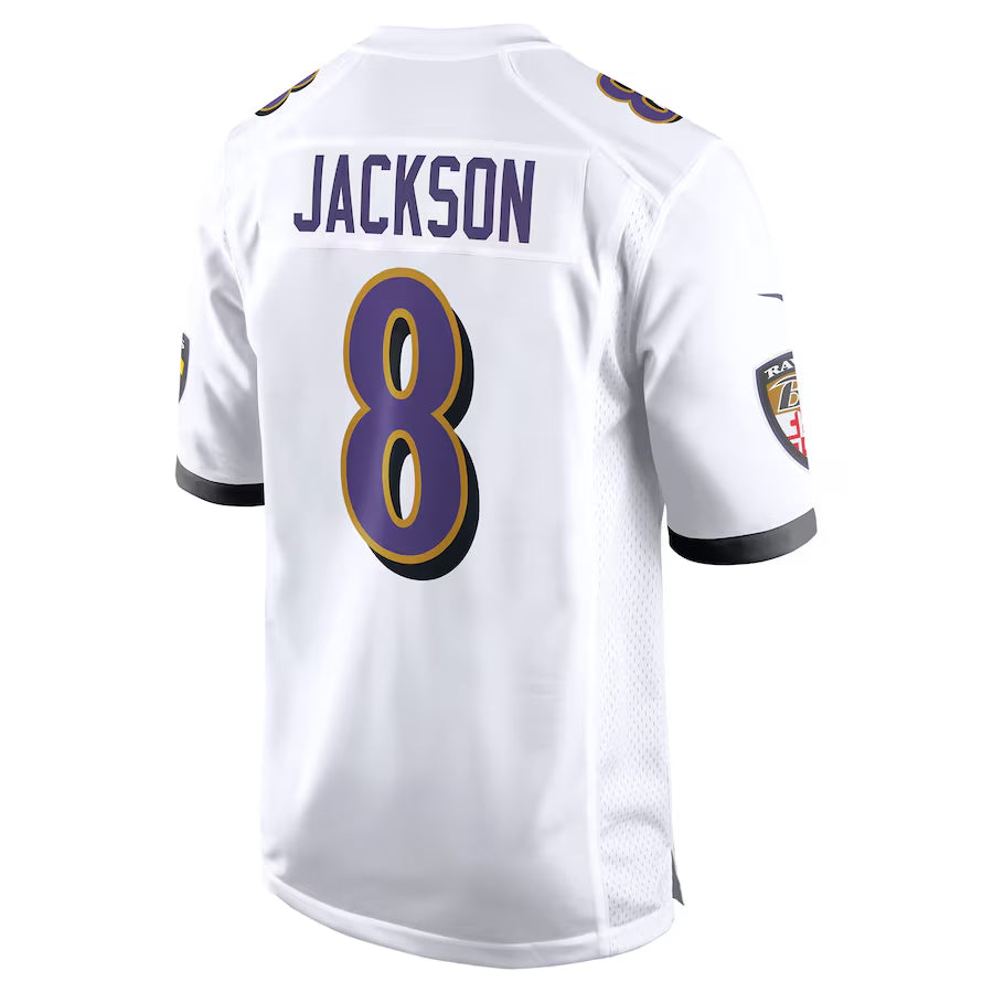 B.Ravens #8 Lamar Jackson Player White Alternate Game Ldoa Stitched Jerseys