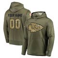 Custom KC.Chiefs Olive Salute to Service Pullover Hoodies Home Game Any Name & Numbers Ldoa Stitched Jerseys