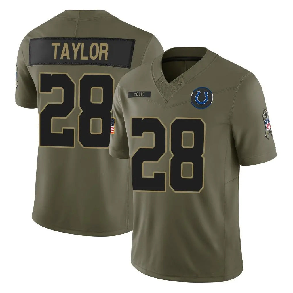IN.Colts #28 Jonathan Taylor Player Olive 2025 Salute To Service Limited Game Ldoa Stitched Jerseys