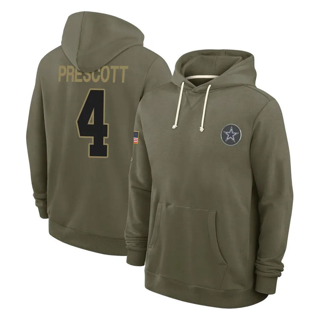 D.Cowboys #4 Dak Prescott Player Olive Salute to Service Pullover Hoodies Limited Ldoa Stitched Jerseys