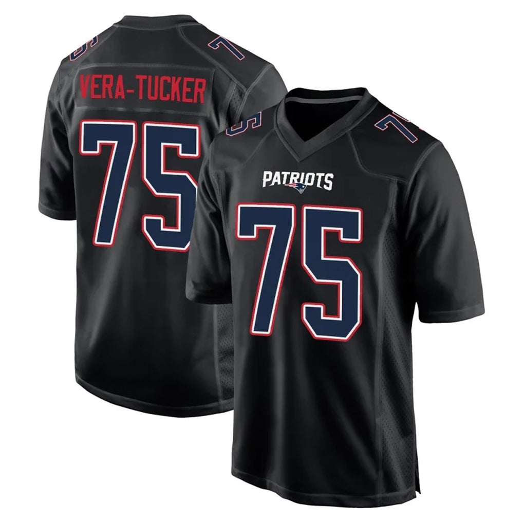 NE.Patriots #75 Alijah Vera-Tucker Player Carbon Fashion Limited Home Game Ldoa Stitched Jerseys