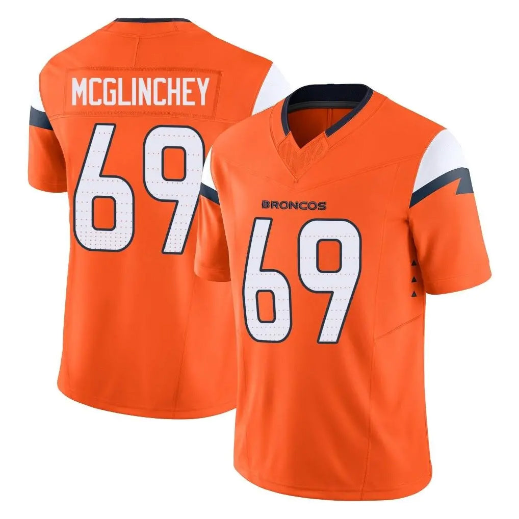 D.Broncos #69 Mike McGlinchey Player Orange Vapor F.U.S.E. Limited Home Game Ldoa Stitched Jerseys