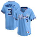 A.Braves #1 Ozzie Albies Player Light Blue Throwback Cooperstown Collection T-shirt Limited Game Ldoa Stitched Jerseys