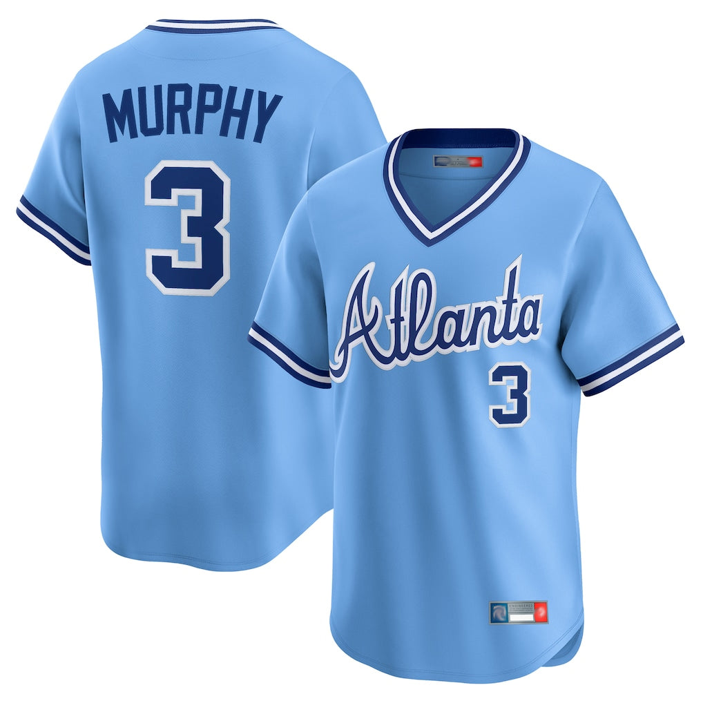 A.Braves #1 Ozzie Albies Player Light Blue Throwback Cooperstown Collection T-shirt Limited Game Ldoa Stitched Jerseys