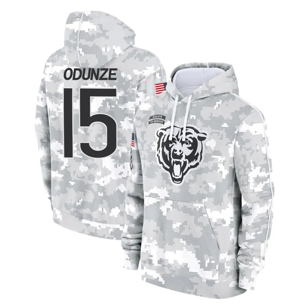 C.Bears #15 Rome Odunze Player Arctic Camo Salute to Service Pullover Hoodies Limited Ldoa Stitched Jerseys