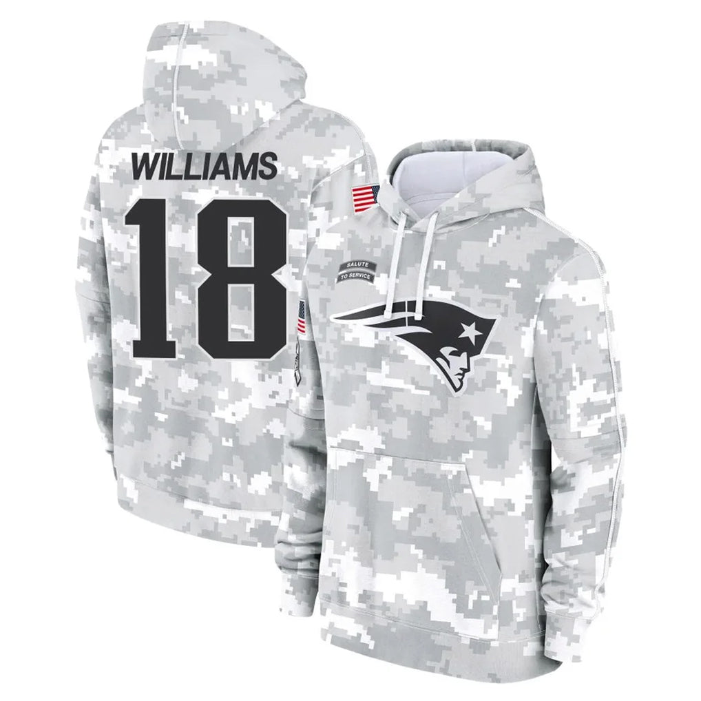NE.Patriots #18 Kyle Williams Player Arctic Camo Salute to Service Pullover Hoodies Limited Game Ldoa Stitched Jerseys