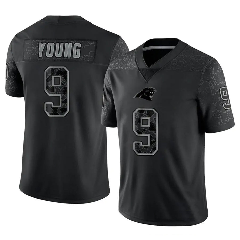 C.Panthers #9 Bryce Young Player Black REFLECTIVE Limited Game Ldoa Stitched Jerseys