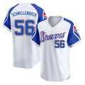 A.Braves #56 Spencer Schwellenbach Player White Throwback Cooperstown Collection T-shirt Game Ldoa Stitched Jerseys