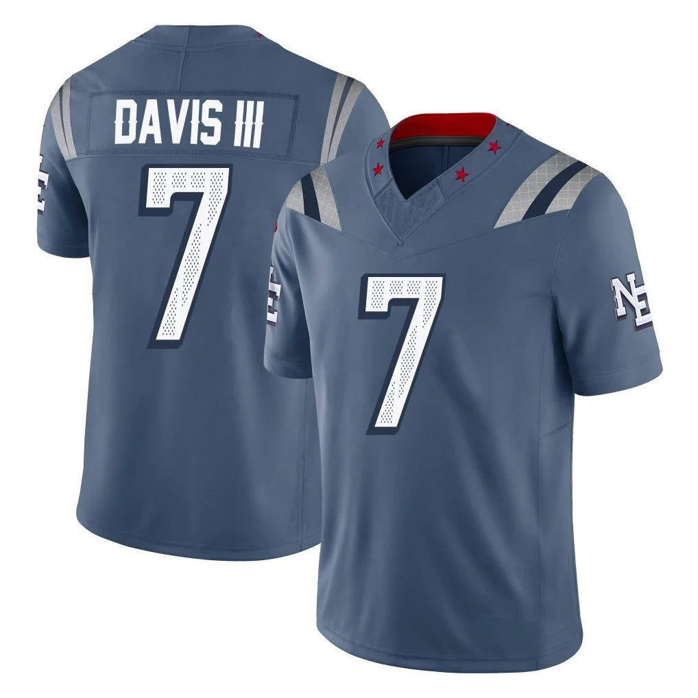 NE.Patriots #7 Carlton Davis III Player Blue Limited Rivalries Collection Home Game Ldoa Stitched Jerseys
