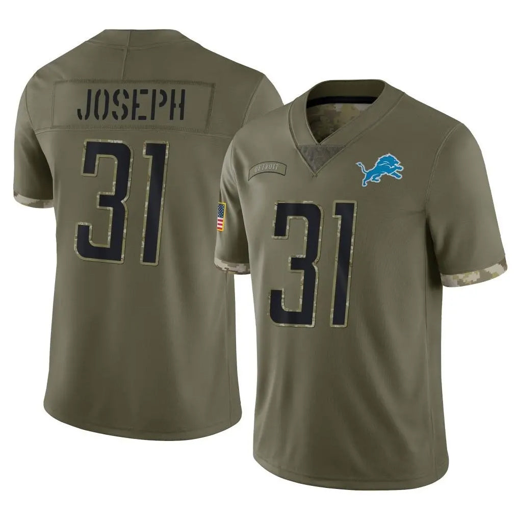 D.Lions #31 Kerby Joseph Player Olive Salute To Service Limited Ldoa Stitched Jerseys