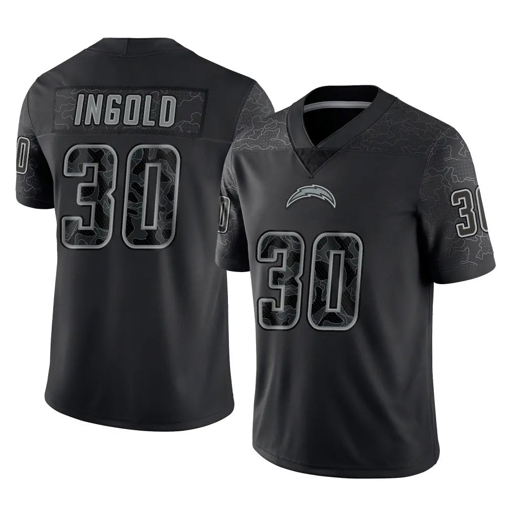 LA.Chargers #30 Alec Ingold Player Black Limited Reflective Home Game Ldoa Stitched Jerseys